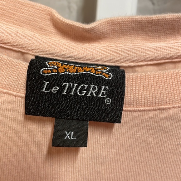 Le Tigre glitter tiger logo peach colored XL t-shirt - Picture 5 of 7